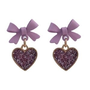 *DANAE* Purple Heart Shaped Bow Tie Fashion Earrings